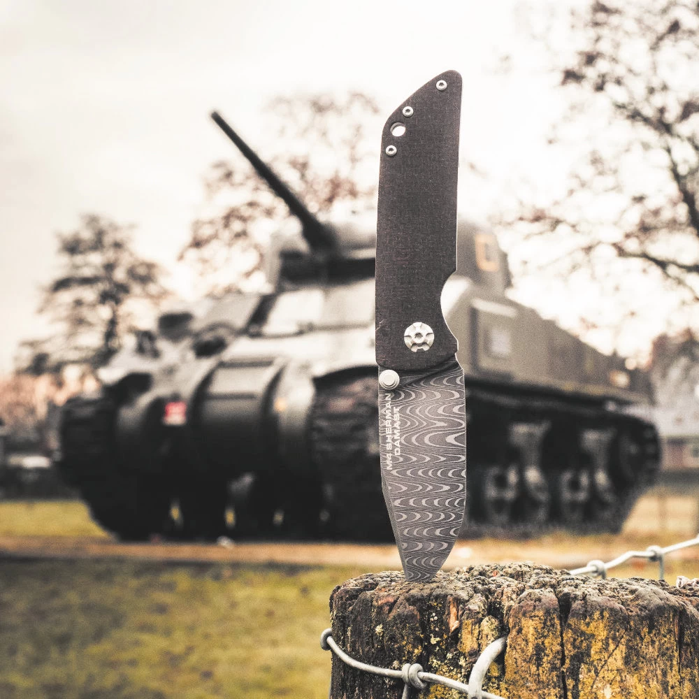Boker M4 Sherman Damascus Folding Knife - Image 2