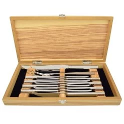 Wusthof 10-Piece Stainless Steel Steak And Carving Knife Set In Olivewood Chest