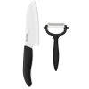 Kyocera Revolution 5.5" Ceramic Santoku Knife And Y-Peeler Set, Black Handle