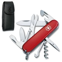 Victorinox Climber Swiss Army Knife And Leather Clip Pouch Set