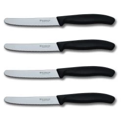 Swiss Classic 4-Piece 4.5" Round Tip Serrated Steak Knife Set By Victorinox