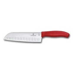 Swiss Classic 7" Santoku Knife With Red Handle By Victorinox