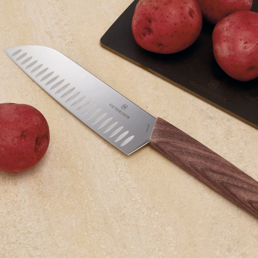 Swiss Modern 7.5" Granton Edge Santoku Knife By Victorinox - Image 2